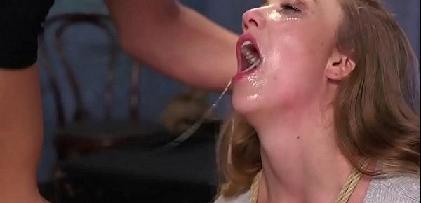 Brunette rough fucked on slave training